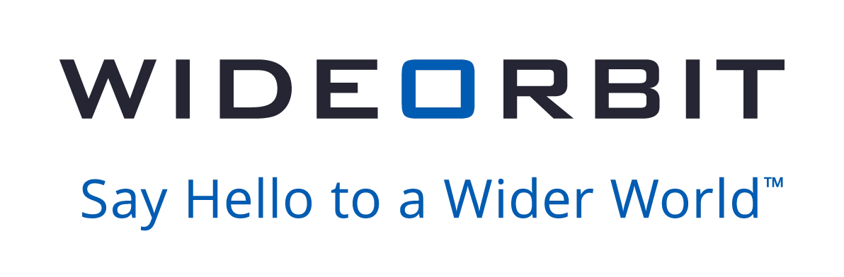WideOrbit logo with text beneath reading "Say Hello to a Wider World".